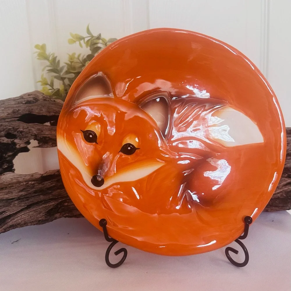 HOME DECOR ~ Orange Fox 8” Decorative Plate Dishwasher Safe
